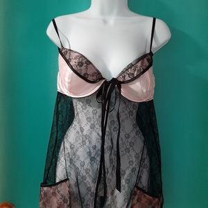 Victoria secret pink and black lace lingerie 36D sexy top